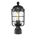 Emliviar Black Pole Light Outdoor Lamp Post, Tempered Glass, GE255P-L BK