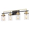 Emliviar Modern Bathroom Vanity Light - 4-Light Wall Lights for Bathroom, Black and Gold Finish with Clear Glass, YCE238B-4W BK+BG