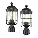 Emliviar Pier Mount Outdoor Post Lights, 2 Pack, Black, GE255P-L-2 BK
