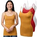 Emmalise Women's Basic Casual Long Camisole Adjustable Strap Cami Layering Top