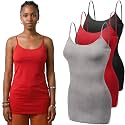 Emmalise Women's Basic Casual Long Camisole Adjustable Strap Cami Layering Top