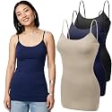 Emmalise Women's Basic Casual Long Camisole Adjustable Strap Cami Layering Top