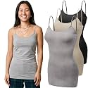 Emmalise Women's Basic Casual Long Camisole Adjustable Strap Cami Layering Top