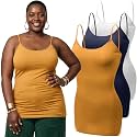 Emmalise Women's Basic Casual Long Camisole Adjustable Strap Cami Layering Top