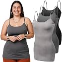 Emmalise Women's Basic Casual Long Camisole Adjustable Strap Cami Layering Top