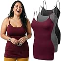 Emmalise Women's Basic Casual Long Camisole Adjustable Strap Cami Layering Top