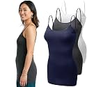 Emmalise Women's Basic Casual Long Camisole Adjustable Strap Cami Layering Top