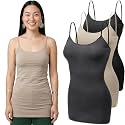Emmalise Women's Basic Casual Long Camisole Adjustable Strap Cami Layering Top