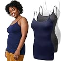 Emmalise Women's Basic Casual Long Camisole Adjustable Strap Cami Layering Top