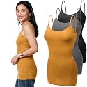 Emmalise Women's Basic Casual Long Camisole Adjustable Strap Cami Layering Top
