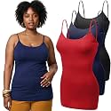 Emmalise Women's Basic Casual Long Camisole Adjustable Strap Cami Layering Top