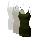 Emmalise Women's Basic Casual Long Camisole Adjustable Strap Cami Layering Top