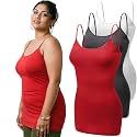 Emmalise Women's Basic Casual Long Camisole Adjustable Strap Cami Layering Top