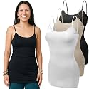 Emmalise Women's Basic Casual Long Camisole Adjustable Strap Cami Layering Top