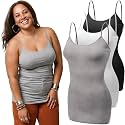 Emmalise Women's Basic Casual Long Camisole Adjustable Strap Cami Layering Top