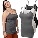 Emmalise Women's Basic Casual Long Camisole Adjustable Strap Cami Layering Top