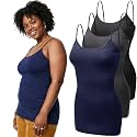 Emmalise Women's Basic Casual Long Camisole Adjustable Strap Cami Layering Top