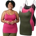 Emmalise Women's Basic Casual Long Camisole Adjustable Strap Cami Layering Top