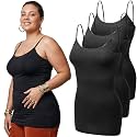 Emmalise Women's Basic Casual Long Camisole Adjustable Strap Cami Layering Top