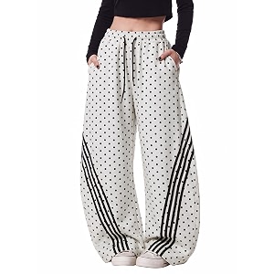 EMMIOL Womens Y2K Baggy Barrel Striped Sweatpants
