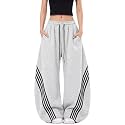 EMMIOL Womens Y2K Baggy Barrel Striped Sweatpants