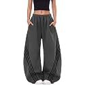 EMMIOL Womens Y2K Baggy Barrel Striped Sweatpants