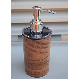 emoh roced refillable liquid soap dispenser  unbreakable plastic pump bottle for handwash sanitizer lotion or shampoo  reusable bathroom amp kitchen dispenser 250ml wooden line pack of 1