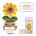 Emotional Support Crochet Sunflower – Handmade with 30 Uplifting Message Cards – Positive, Self-Care & Funny Notes – Desk Decor Gift for 18th Birthday Gifts for Friends, Turning 18 Birthday