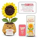 Emotional Support Crochet Sunflower – Handmade Gift for Girlfriend, Wife, Partner – Romantic I Love You Gift for Couples Wife, “to My Girl” Love Message, for Women