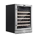 Empava 24 Inch Wine Fridge, 52 Bottles Wine Cooler with Blue Led Light & Removeable Shelves, Low Noise Wine Refrigerator, Built-in or Freestanding Wine Cellar for Home Bar and Office