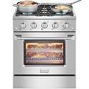 Empava Gas Range, Convection Oven 4.2 Cu. Ft with 4 Deep Recessed Burners Cooktop, Heavy Duty Continuous Grates in Stainless Steel, Freestanding & Slide-in,30.05 Inch