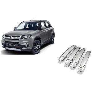 empica abs plastic chrome plated car door handle catch cover without sensor cut compatible with maruti suzuki vitara brezza set of 4 pcs