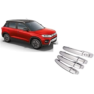 empica abs plastic chrome plated car door handle catch cover without sensor cut compatible with maruti suzuki brezza 2020 pack of 4