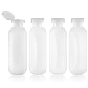 Empty Shampoo Bottles 6.7oz, Clear Flip Cap Refillable Plastic, 4 Pack Set