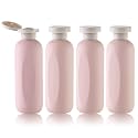 Empty Shampoo Bottles 6.7oz, Pink Flip Cap Refillable Plastic, 4 Pack Set