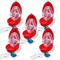EMS XTRM Medical CPR Mask - CPR Pocket Resuscitator Mask, Oxygen Inlet, Elastic Head Strap, Clamshell Case, Antiseptic Prep Pads, and Gloves - Suitable for Adults/Child - 5 Pack