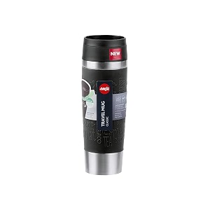 emsa n20220 travel mug classic insulated mug 05 litres comfort screw cap stainless steel 6 hours hot and 12 hours cold 100 leak-proof dishwasher safe 360 drinking opening black