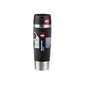 Emsa N20220 Travel Mug Classic Insulated Mug 0.5 litres Comfort Screw Cap Stainless Steel 6 Hours Hot and 12 Hours Cold 100% Leak-Proof Dishwasher Safe 360° Drinking Opening Black