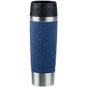Emsa N20221 Travel Mug Classic Insulated Mug 0.5 Litres, Comfort Screw Cap, Stainless Steel, 6 Hours Hot and 12 Hours Cold, 100% Leak-Proof, Dishwasher Safe, 360° Drinking Opening, Dark Blue