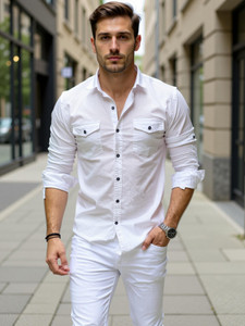 EMTY FASHION Men Solid Casual White Shirt