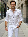 EMTY FASHION Men Solid Casual White Shirt
