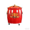 Enamel Fire Cage, Garden Furnace Burn Bin with Wheels and Handle, Mobile and Portable, Paper Burner for Porch Balcony Patio Backyard(45cm)