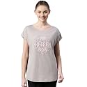 Enamor Athleisure Relaxed Fit Short Sleeve Boat Neck Antimicrobial Finish Breathable Stretch Cotton Activewear Sports Tshirt for Women-E131 (E131_Mauve Grey/Be Here Graphic_S)
