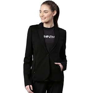 enamor athleisure slim fit single breasted one button sporty blazer for women with 2 side zipper pockets - a903  quick dry amp antimicrobial finish blazer