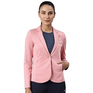 enamor athleisure slim fit single breasted one button sporty blazer for women with 2 side zipper pockets - a903  quick dry amp antimicrobial finish blazer