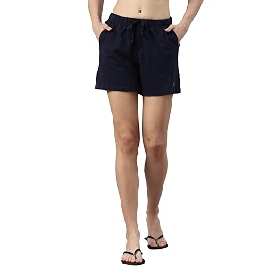 enamor drawstring mid thigh length mid rise basic shorts - relaxed fit super soft cotton - e062