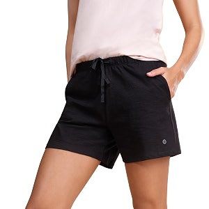 enamor drawstring mid thigh length mid rise basic shorts - relaxed fit super soft cotton - e062
