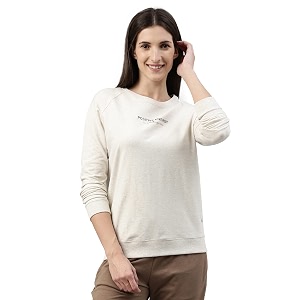 enamor e079 crew neck stretch cotton basic sweatshirt for women with long sleeves