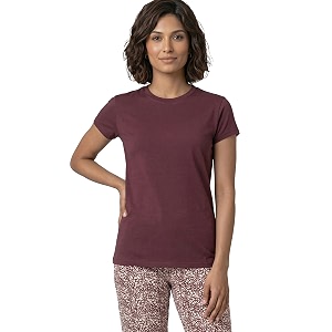 enamor short sleeve crew neck regular length basic crew t-shirt for women - slim fit soft and breathable stretch cotton - e047