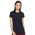 Enamor Short Sleeve Crew Neck Regular Length Basic Crew T-Shirt for Women - Slim Fit, Soft and Breathable Stretch Cotton - E047